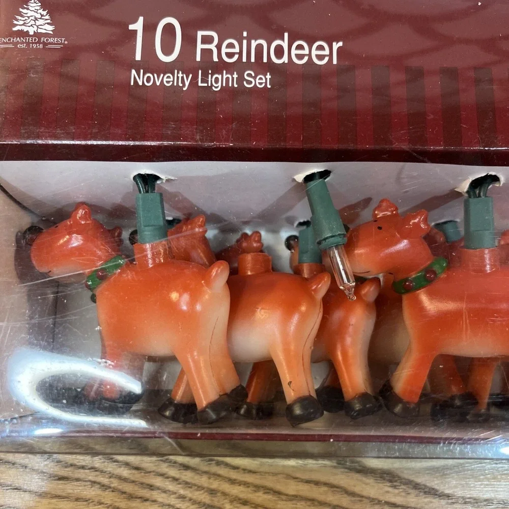New‎ Enchanted Forest Reindeer Christmas String Light Blow Mold Set Of 10